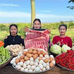 Amazing cooking Prohok Sauce boiled with fresh egg and vegetable recipe in my countryside