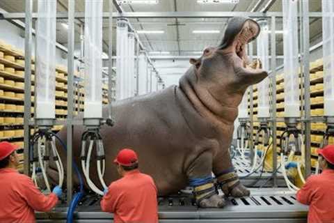 Inside the Hippo Cheese Factory – (Full Process) How Million-Dollar Hippo Milk Products Are Made .