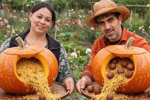 This Food Is Trending on Social Media! Pilaf and Meatballs in a Pumpkin