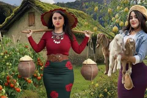 Village Girls Alone in the Mountains | Making Butter and Bread in the Style of Shepherd Nomads