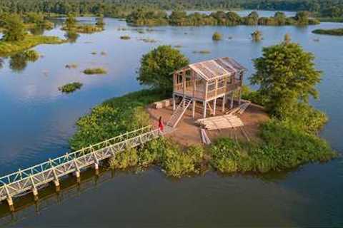 365 Days in Isolation: A girl builds a wooden house on a deserted island.| by @LyThiHoa1987