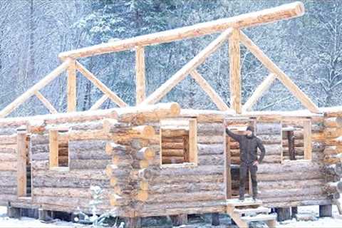 1 Year Alone Building a Log Cabin ​​In The Forest With My Dog / Start to Finish