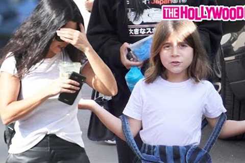 Kourtney Kardashian's Kids Give Paparazzi A Hard Time While Leaving Lunch In West Hollywood