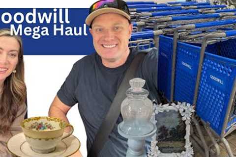 Goodwill Mega haul thrifting for profit with my husband - thrift store trash to cash makeover 