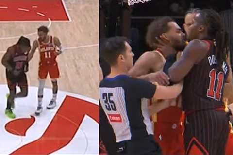 Trae Young slaps Ayo Dosunmu on the butt and things get heated 😳