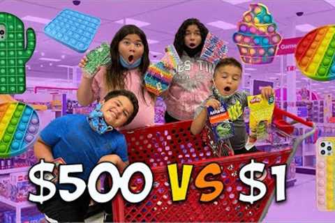 $1 vs $500 FIDGET TOY SHOPPING CHALLENGE AT TARGET!!