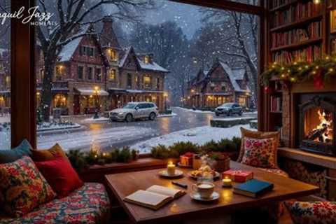 Reduce Stress with Warm Winter Jazz Music ❄️ Cozy Cafe Space and Fireplace for Relax &amp; Study