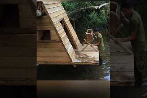 Build an Amazing Shelter Cabin on the Water, Survival Camping,Tree House #bushcraft #building #build
