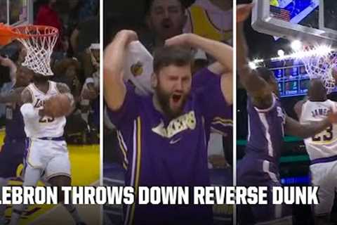 LEBRON JAMES THROWS DOWN REVERSE SLAM OFF THE LUKA DIME 😱 | NBA on ESPN