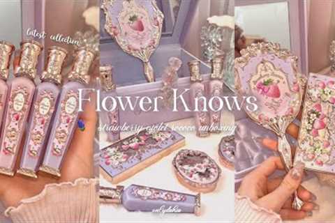 FLOWER KNOWS 190$ FULL SET unboxing + swatches | the most aesthetic makeup 🎀