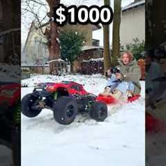 $5 vs $1000 RC CARS vs GIRL on SLED! 😳