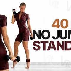 40 MIN FULL BODY NO JUMPS | All Standing Dumbbell Workout | At Home - No Repeats