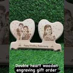 2 Heart shaped wooden engraving gift  #love #wedding #gift #art #tumbler #couplegoals #homedecor 🎁