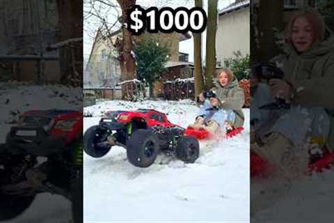 $5 vs $1000 RC CARS vs GIRL on SLED! 😳