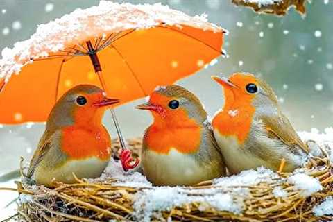 Calming Winter Snow Music ❄️ Birds Singing ~ 100% Reduce Stress and Calm Your Mind Naturally