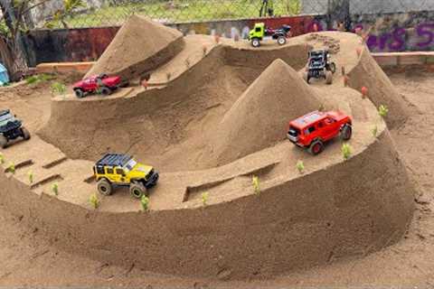 RC Off-Road Cars Adventure Across Long Sand Mountain Trails.