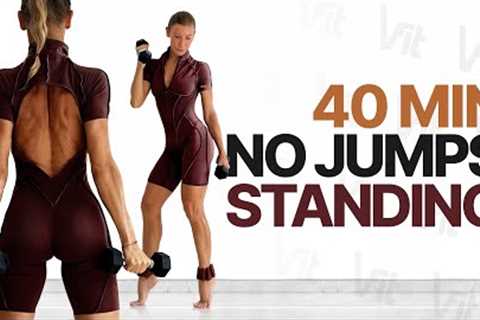 40 MIN FULL BODY NO JUMPS | All Standing Dumbbell Workout | At Home - No Repeats