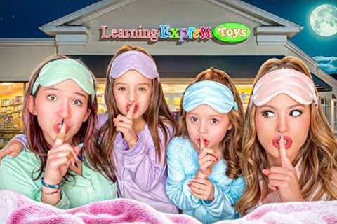 WE HAD A SECRET SLEEPOVER AT LEARNING EXPRESS 🤫🧸🍿#sleepover #trending #shopping #bff #cute #party