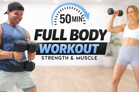 50 Min FULL BODY DUMBBELL WORKOUT | Build Strength &amp; Muscle at Home