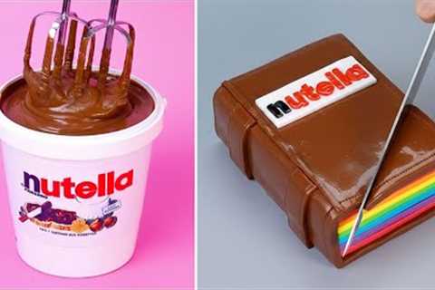 Fluffy and Moist NUTELLA CAKE Recipe | Satisfying Chocolate Cake Decorating Ideas | Baking Cake