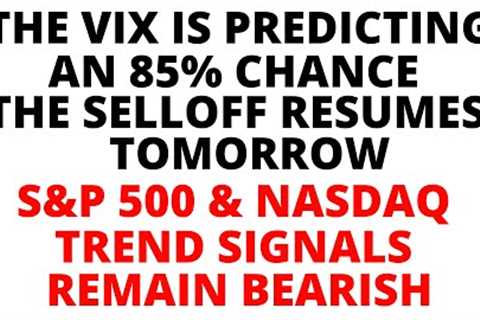 Stock Market CRASH: The VIX is Predicting an 85% Chance the Selloff Resumes Tomorrow