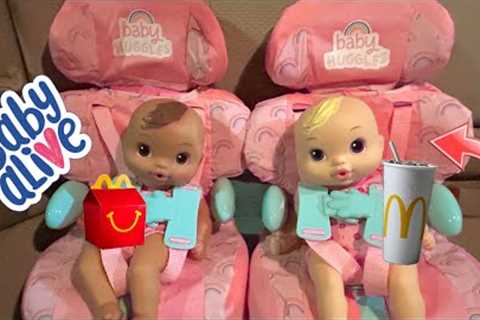 BABY ALIVE newborn girls go on a outing 🛒 shopping and McDonald’s