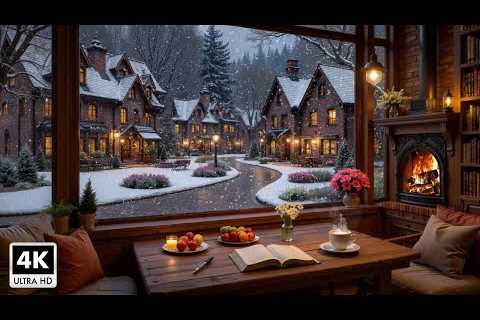 Winter Café Atmosphere With Relaxing Jazz Music To Reduce stress ~ Jazz Piano Music &amp; Fireplace.