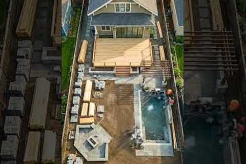 Backyard renovation with deck and pool #backyarddesign #pool #deckdesign #renovation #landscaping