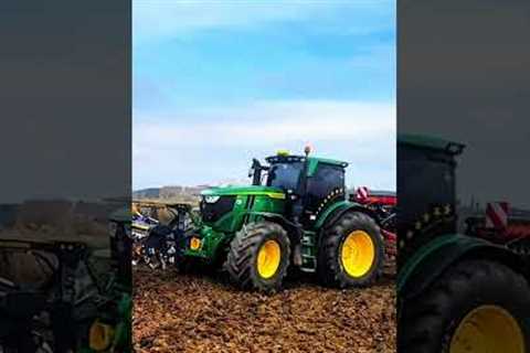 Combined Wheat Sowing Precision Farming with John Deere and Drone View #shorts