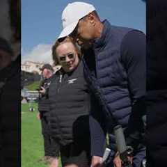 Tiger Woods spent some time catching up with Collin Morikawa at Riviera