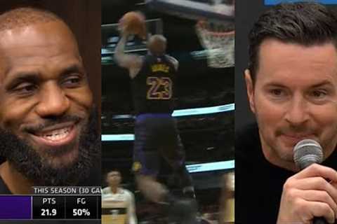 LeBron reacts to JJ Redick saying he'll be in dunk contest after dunks vs Wizards 😂