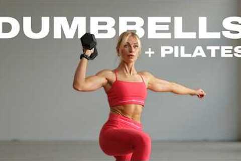 35 Min. Dumbbells Plus Pilates Workout | Full Body Strength At Home
