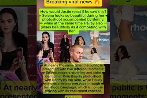 Selena Gomez with Benny Blanco, Hailey Bieber poses—Justin Bieber reacts #justinbieber #selenagomez