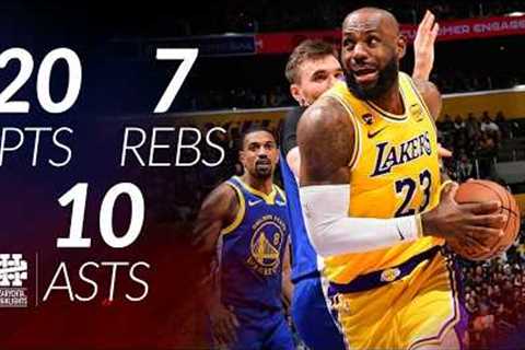 LeBron James 20 pts 7 rebs 10 asts vs Warriors 25/26 season