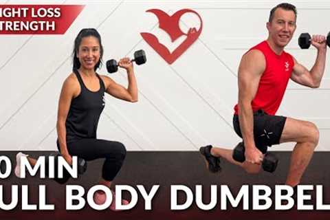 20 Min Full Body Workout at Home with Dumbbells - No Repeat Strength Training for Weight Loss