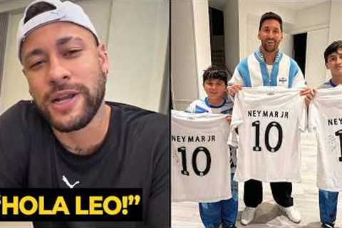 Neymar gift Messi and his sons new Santos jerseys with messages