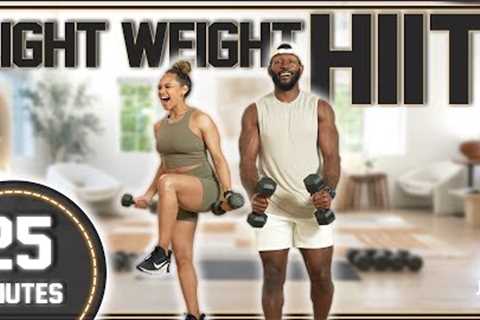 25 Minute Full Body Light Weight Dumbbell HIIT Workout [NO REPEAT/ Low Impact]