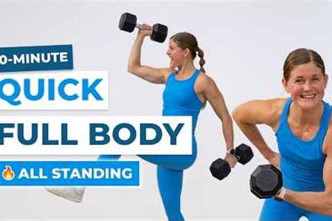 20-Min Full Body Strength Workout (All Standing, No Repeats, Dumbbells)