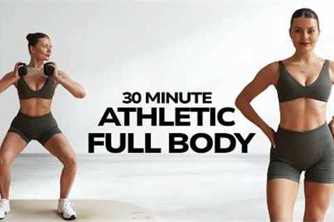 30 MIN ATHLETIC FULL BODY WORKOUT WITH DUMBBELLS- No Repeats