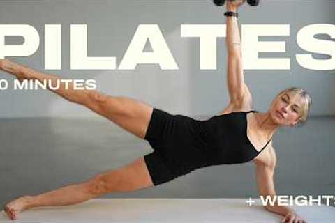 50 Min. Full Body Dumbbell Workout | Beginner - Intermediate | Pilates with Weights At Home
