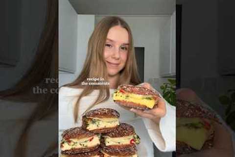 High-protein Breakfast Meal Prep Sandwiches😍 #breakfastrecipes #highprotein #healthybreakfast