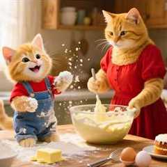 😢 Ginger Kitten Is Teased – Mama Cat Makes Banana Cake to Help Her Smile Again 🍌🐱