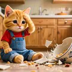 Ginger Kitten Breaks a Bowl – Mama Cat Teaches How to Make a New One from Clay 🏺🐱✨