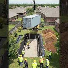 They Buried an Entire Shipping Container Under Their Yard 🔐 #bunker #construction #insane
