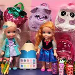 Back to school shopping ! Elsa & Anna toddlers - Barbie dolls - backpack - lunch bag #supplies