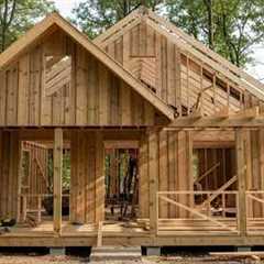 Building a Warm and Modern Wooden Cabin in Nature