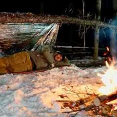 Solo Winter Camping - Survival Shelter, Bow Drill Fire, No Sleeping Bag