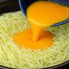 Cabbage with eggs tastes better than meat! Easy, quick and very tasty dinner recipe!