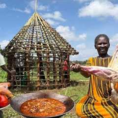 Day 2 Building Our Dream Land Storehouse | Cooking a Whole Goat Thigh for My  Workers 👷