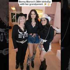 Selena Gomez with her grandparent at her husband’s birthday. 🎂#selenagomez #bennyblanco #fyp